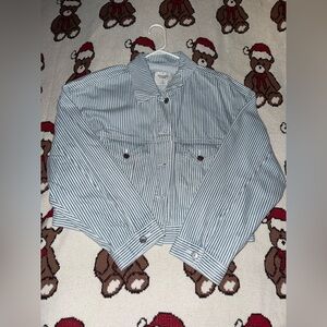 NWT 🏷️ Abercrombie Striped Denim Cropped Jacket